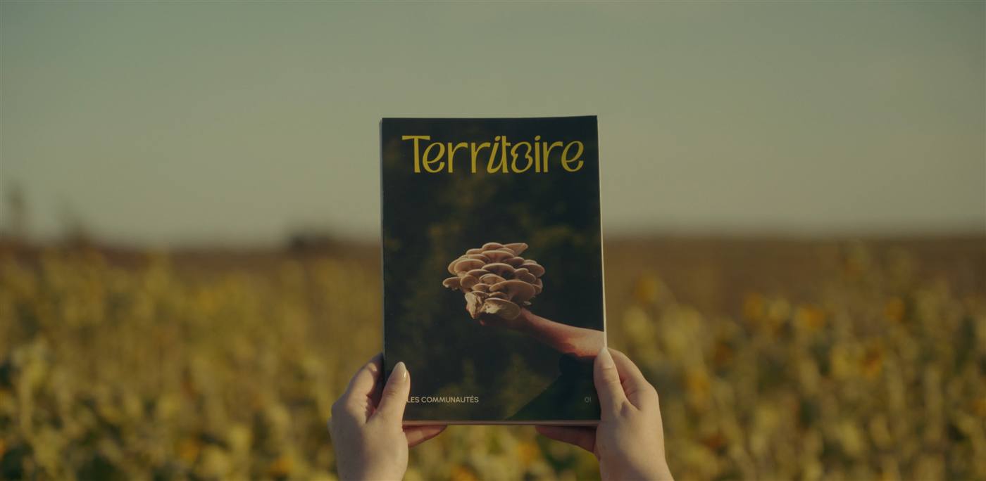 Le magazine Territoire, &eacute;dition 01, tenu dans un champ